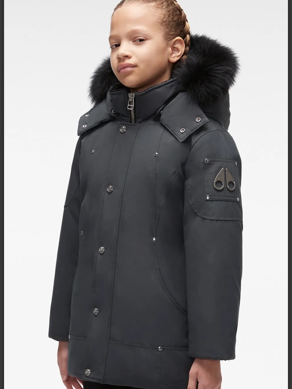 Moose Knuckles Kids Granite With Black Unisex Parka Size XS/TP